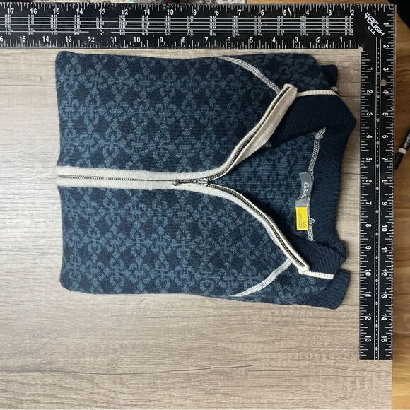 Cabela’s Blue zip up merino wool sweater - Picture 4 of 7
